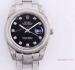 Best Iced Out Rolex Datejust 41 Diamond Black Dial Oyster Bracelet Replica Watches